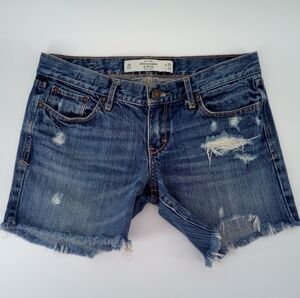 Abercrombie & Fitch Emma Distressed Denim Shorts 2R 100% Cotton Cut Off Y2K